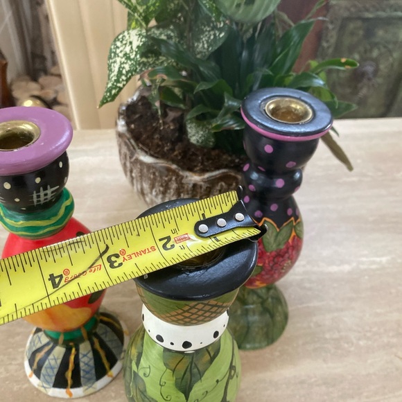 Colorful Hand-Painted Candle Holders Set of 3 - Picture 15 of 15